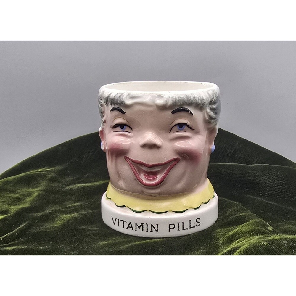 Shafford ~ 1960 Pill Jar - Vitamin Pills - Vintage Lady ( No Lid )